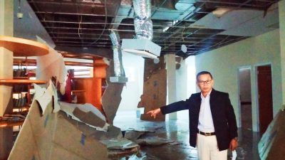 Baru Selesai Dibangun, Langit-langit Kantor Dinas Perpustakaan Samarinda Ambruk