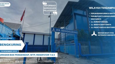Bak Pengendap Dikuras, Distribusi Air di Perum Bengkuring dan Sekitarnya Sementara Terganggu