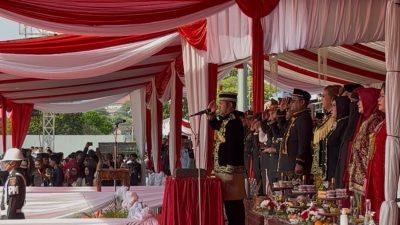 Rudy Mas’ud Jadi Inspektur Upacara, Sang Saka Merah Putih Berkibar di GOR Kadrie Oening
