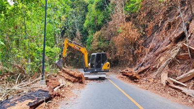 BBPJN Kaltim Bersihkan Kayu Tumbang Sisa Karhutla di Puncak Sembilan